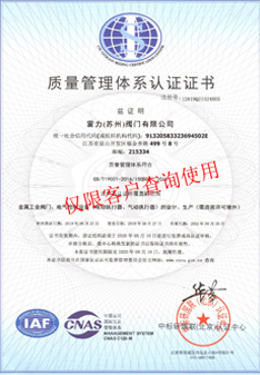 雷力氣動(dòng)單座調(diào)節(jié)閥廠家ISO9001質(zhì)量認(rèn)證體系
